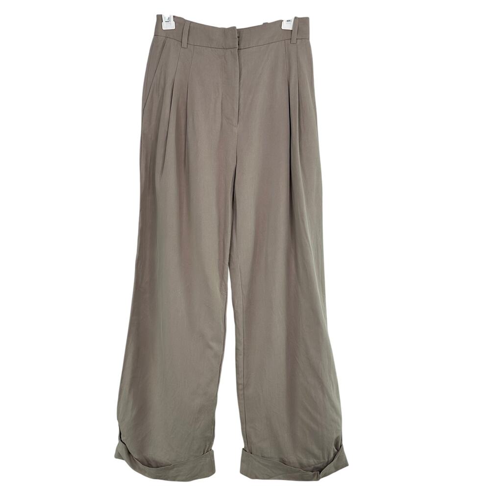 & Other Stories Tan Cuffed Wide Leg Dress Pants